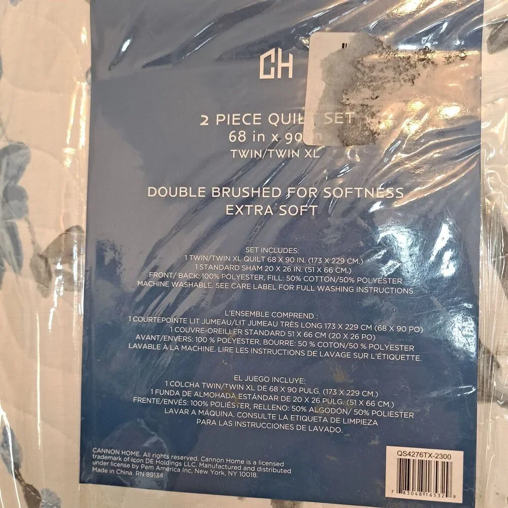 Cannon Home 2-Piece Quilt Set in Twin/Twin XL Blue Floral 68